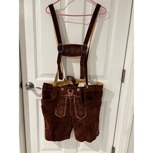 Bavaria Trachten Mens Lederhosen Suede Leather Shorts Oktoberfest Brown BT-LH 36